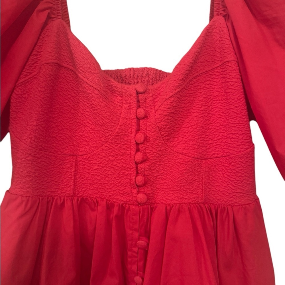 Maeve Red Puff Sleeve Mini Dress - Picture 7 of 12